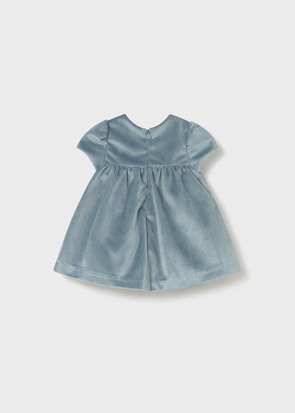 Mayoral Girls Mineral Blue Smocked Velour Dress - 2816