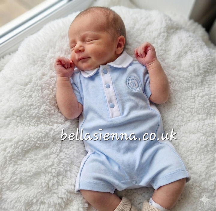 Blues Baby Boys Blue & White Romper - BB3027