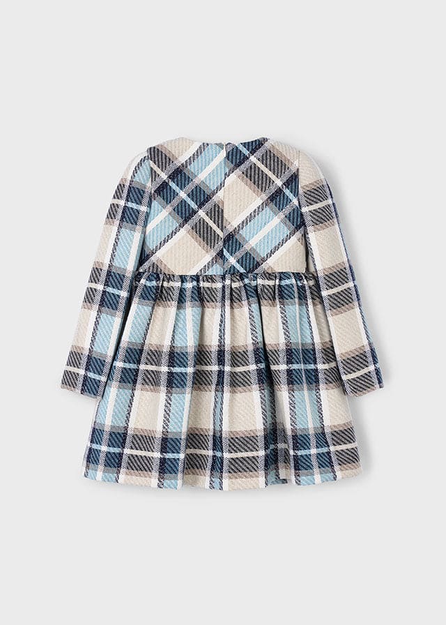 Mayoral Girls Navy, Blue & Beige Dress With Bow - 4924