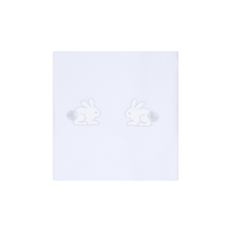 Deolinda Unisex Baby White & Blue Velour Blanket With Embroidered Bunny Rabbits - DBI25M19