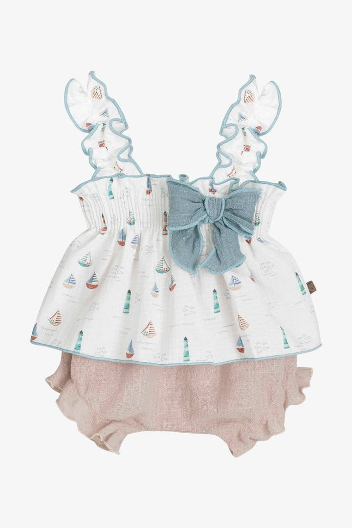 Calamaro Baby Girls Two Piece "Seaside Theme" Jam Pants Set - 11328