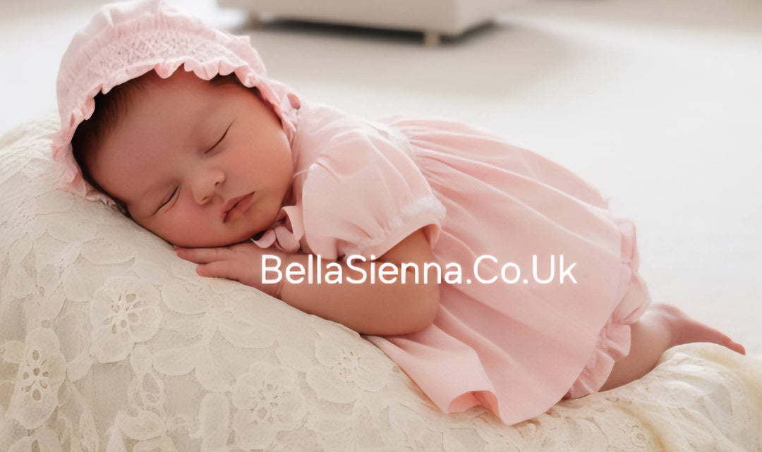 Luxury "Bella Sienna Exclusive" Pink Smocked Dress & Frilly Pants With Matching Smocked Bonnet