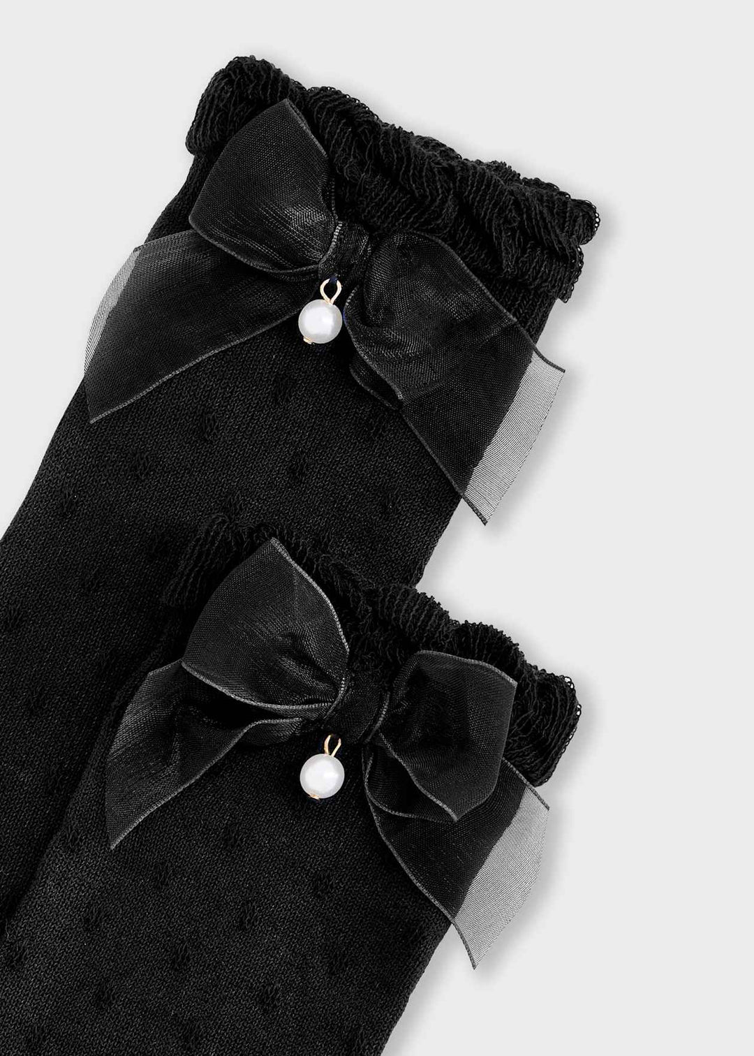 Knee High Bow Socks - 78 - Black - 10290 - Nego