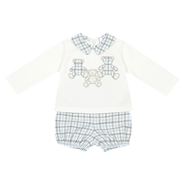 Deolinda Baby Boys Ivory, Grey & Blue "Teddy Bear" Two Piece Set - DBI26622