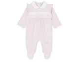 Boys Blue & White Smocked All In One Babygrow Sleepsuit - AM0024