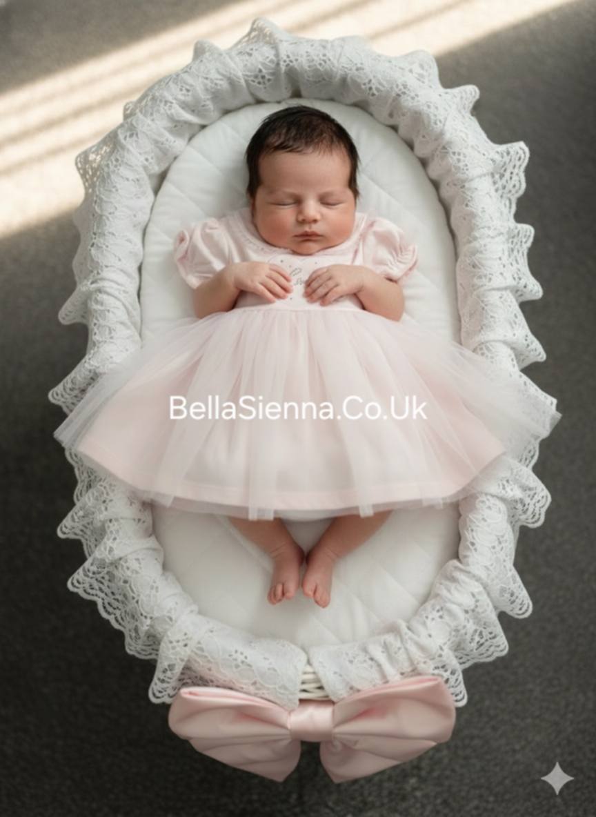 Deolinda "AMORE" Baby Girls Pretty Pink Dress With Diamante & Tulle - DBV26402