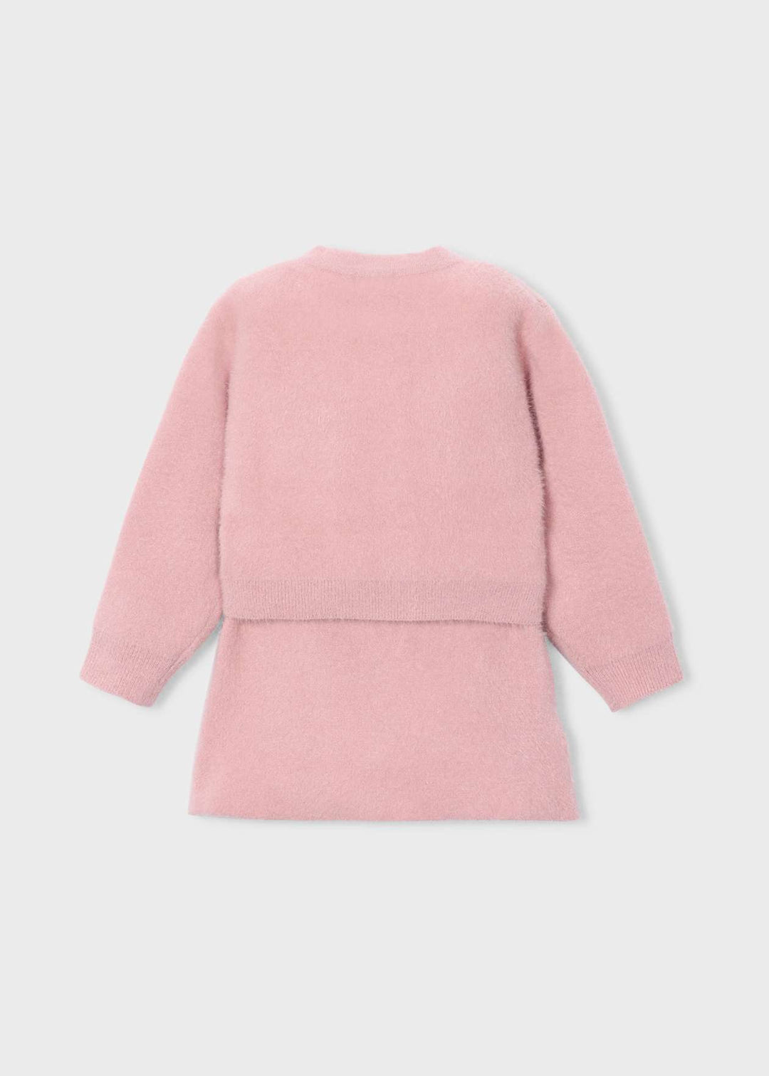 Girls Pink Super Soft Fluffy Skirt & Cardigan Set - 4935
