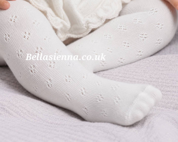 White Pelerine Cotton Soft Openwork Tights