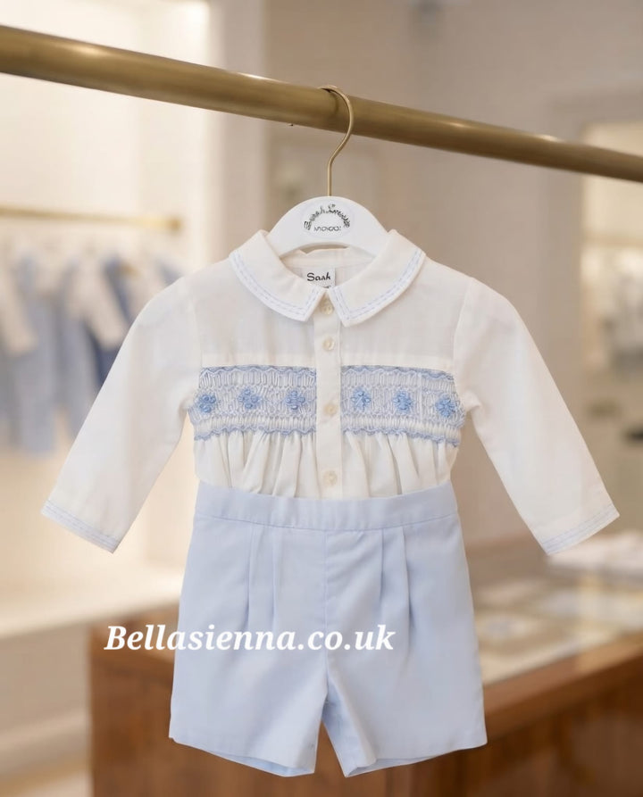 Sarah Louise Boys Blue Hand Smocked Suit - 013979