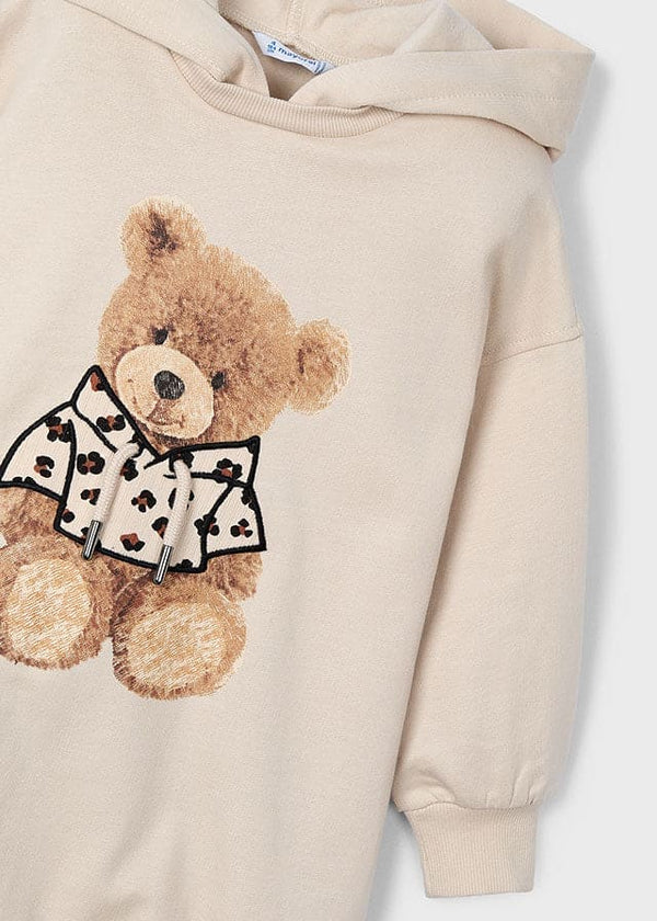 Mayoral Beige Teddy Bear Hooded Jumper Dress - 4928