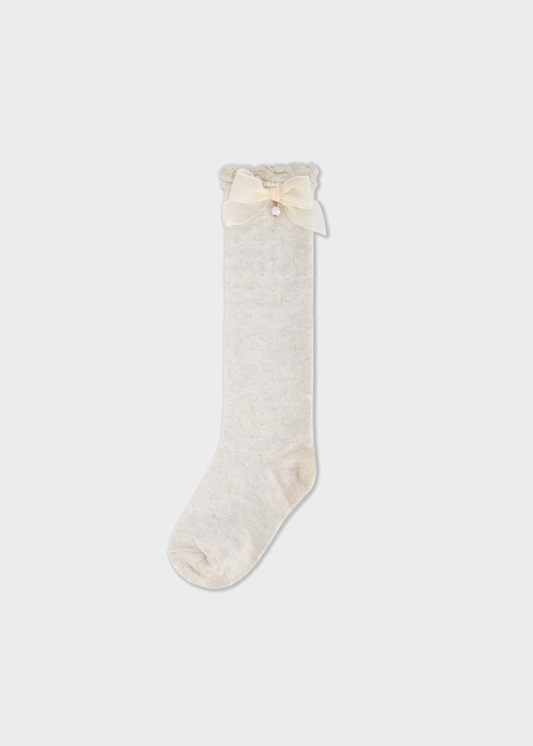 Knee High Bow Socks - 77 - Cream Marl - 10290 - Milk Vig