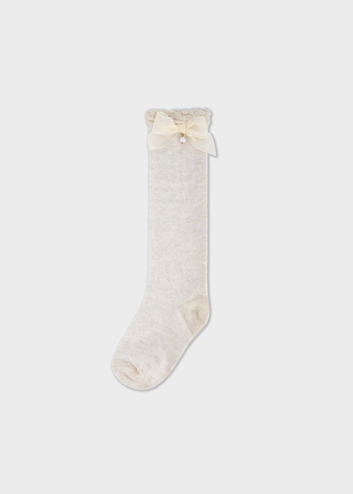 Knee High Bow Socks - 77 - Cream Marl - 10290 - Milk Vig