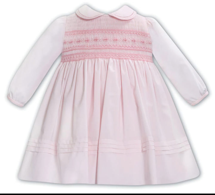 Sarah Louise Pink Hand Smocked Dress With Collar - 013392