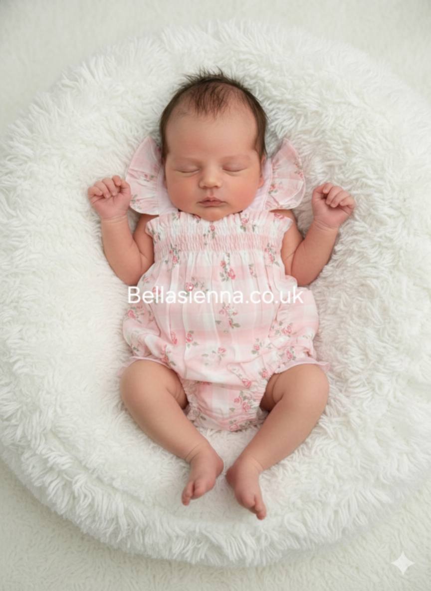 Mintini Baby Girls Pink Rose Two Piece Romper Set - MB7155