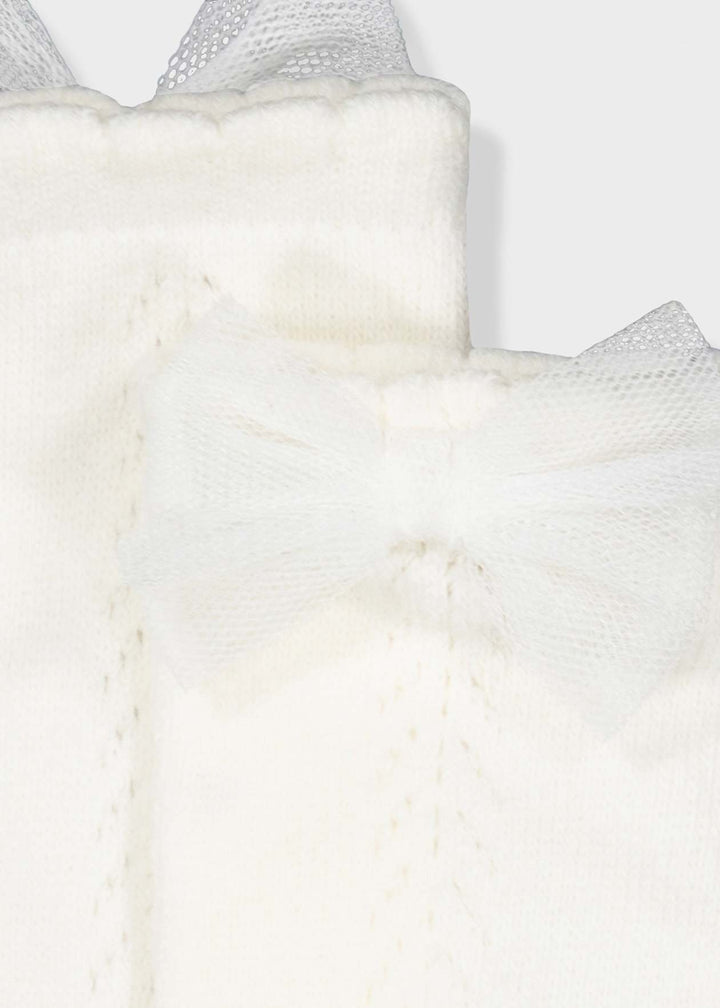 Knee High Bow Socks - 23 - Natural - 10252