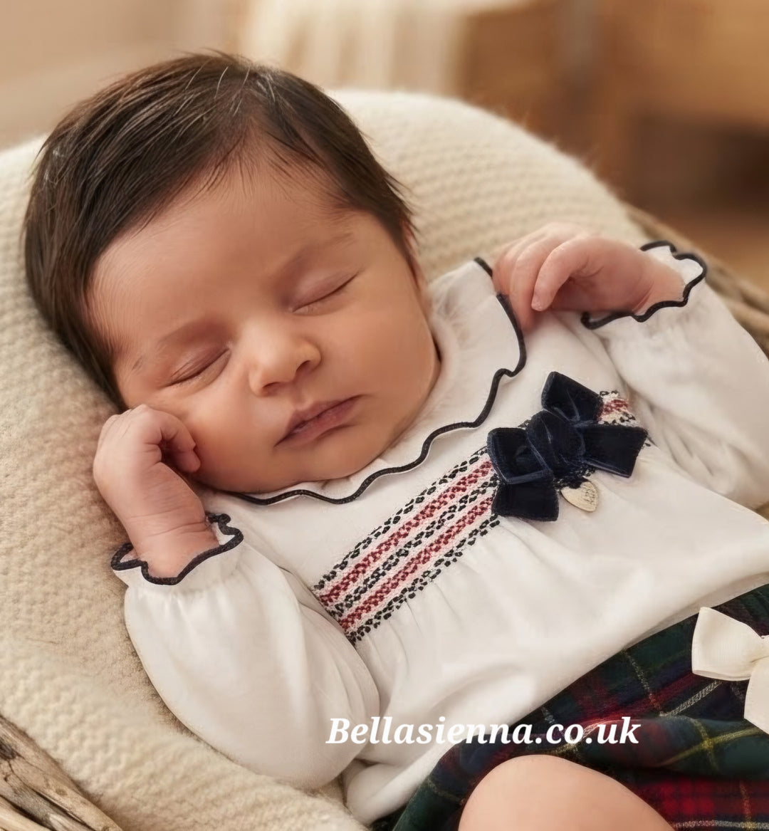 Mayoral Baby Girls Smocked Blouse & Tartan Jam Pants Set - 2213