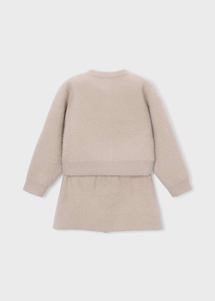 Girls Beige Fluffy Skirt Set - 4935