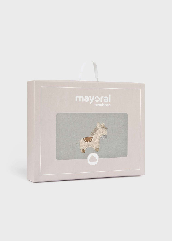 Mayoral Grey "Rocking Horse" Fleece Lined Baby Blanket To Match Outfit - 2518 - 9144