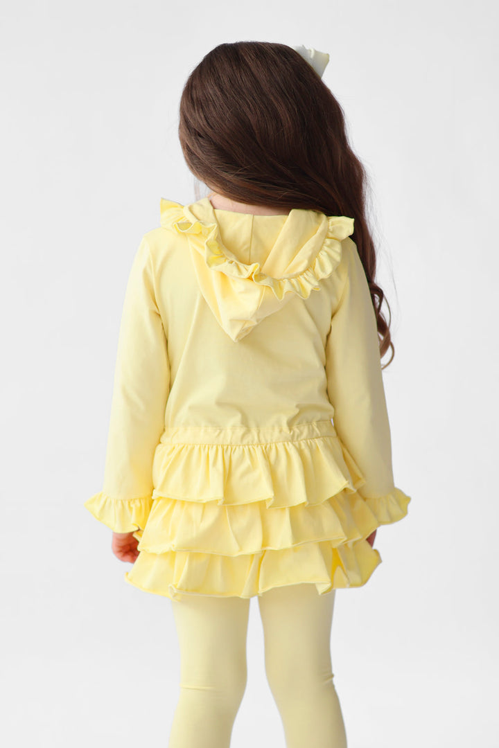 Harris Kids "Fern" Girls Frilly Ruffle Hem Tracksuit - Lemon