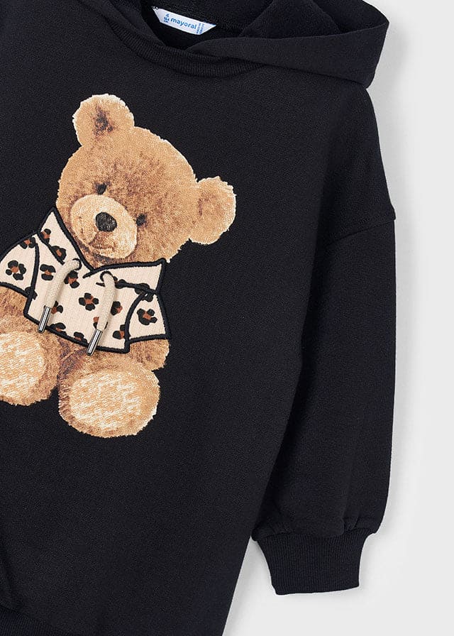 Mayoral Black Teddy Bear Hooded Jumper Dress - 4928