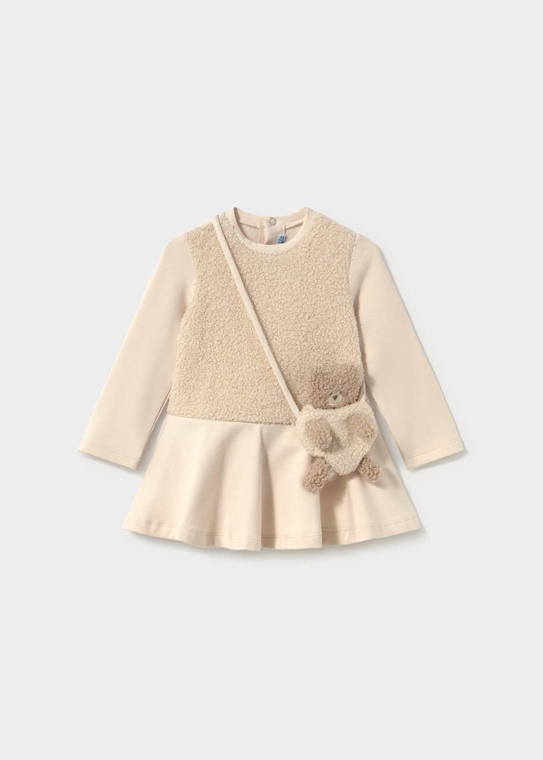 Mayoral Girls Dress With Matching Baby Bear Handbag - 2904 - Tofu