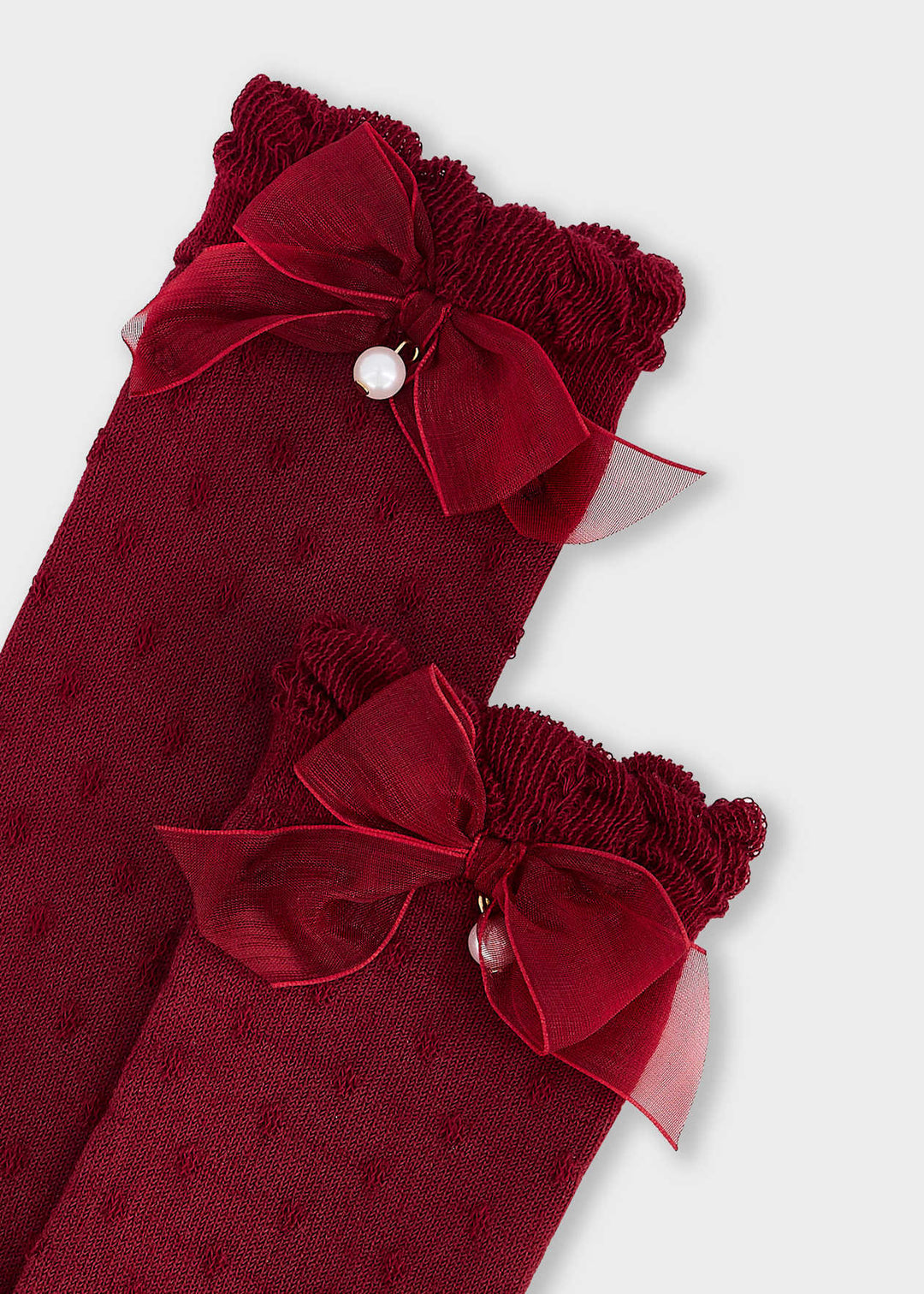 Knee High Bow Socks - 73- Deep Red - 10290