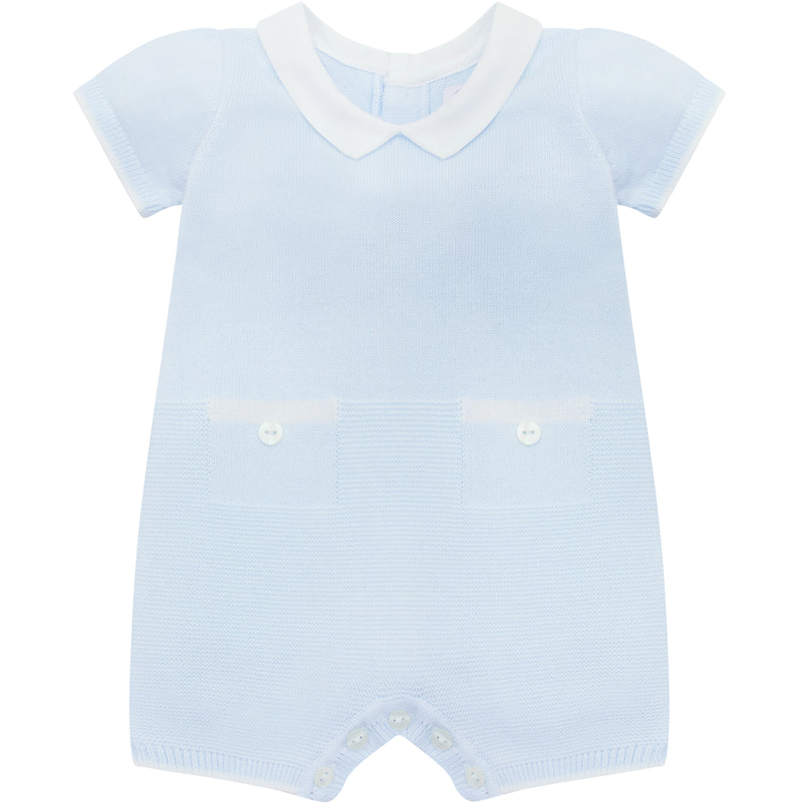 Emile et Rose Boys Baby Blue Knitted Romper - Logan