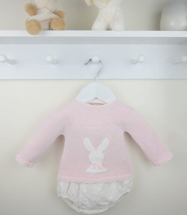Girls Pink & White Bunny Rabbit Jumper & Jam Pants Set - DANI
