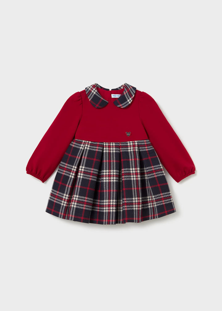 Mayoral Girl Red & Navy Check Combo Dress - 2945