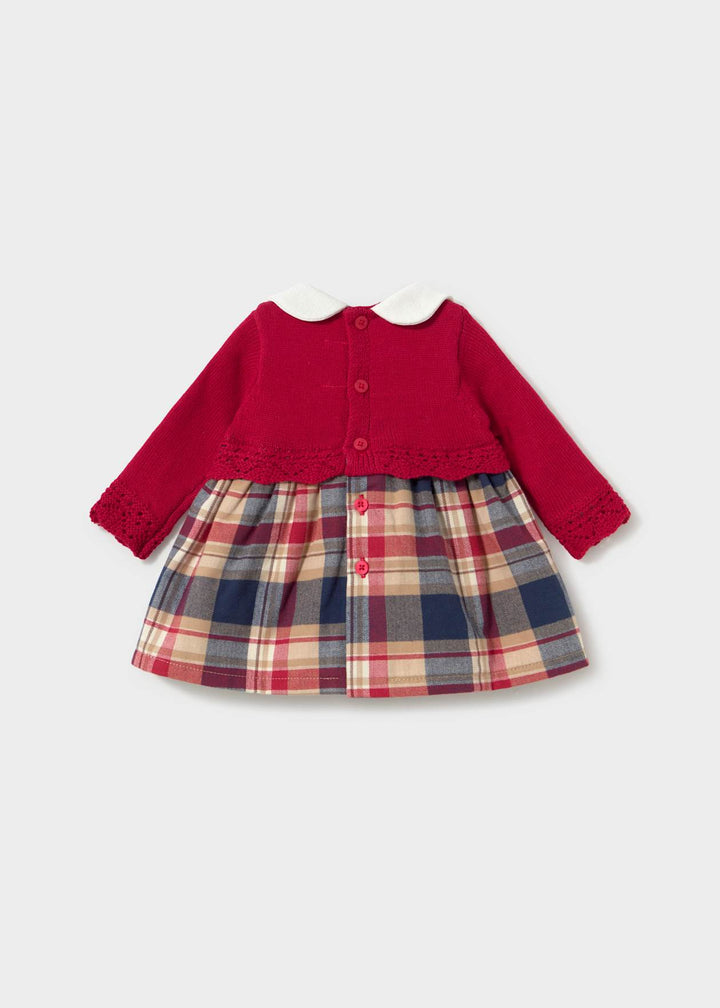 Mayoral Baby Girl Red Tartan Half Knit Dress - 2801