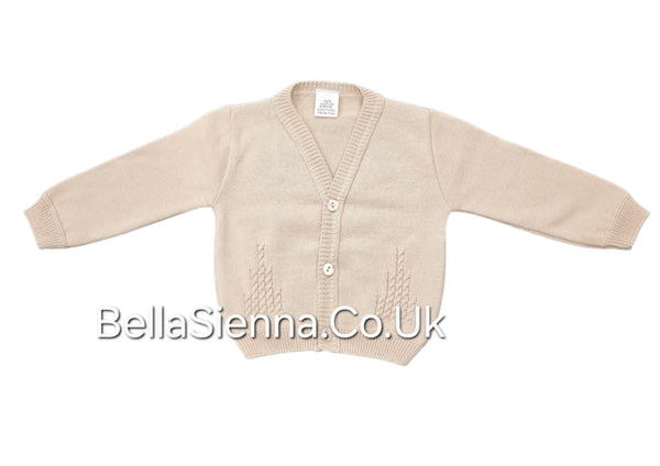 Boys Biscuit Beige 100% Cotton Cardigan - 1938