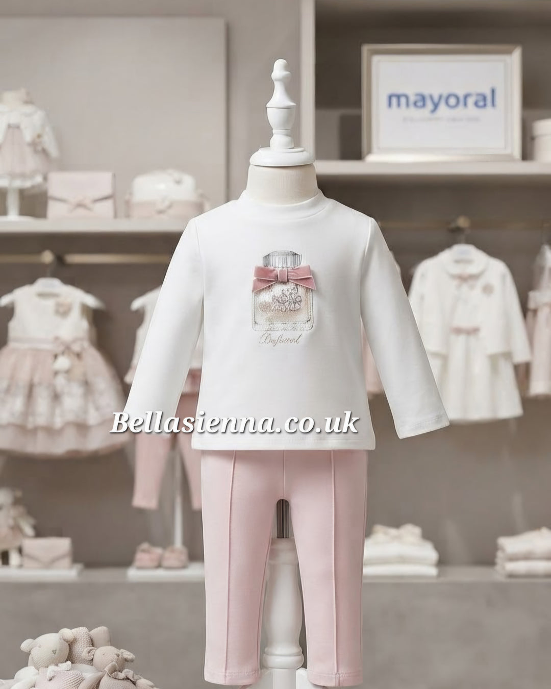 Mayoral Toddlers Ivory And Pink Legging Set 2084