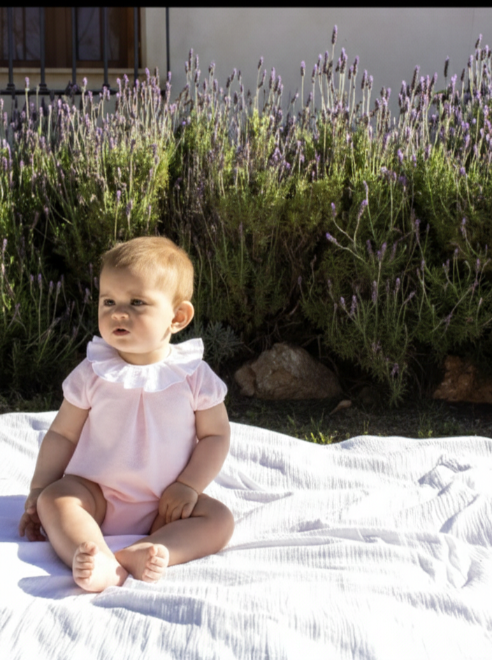 Calamaro Baby Pink Towelling Romper - 32539