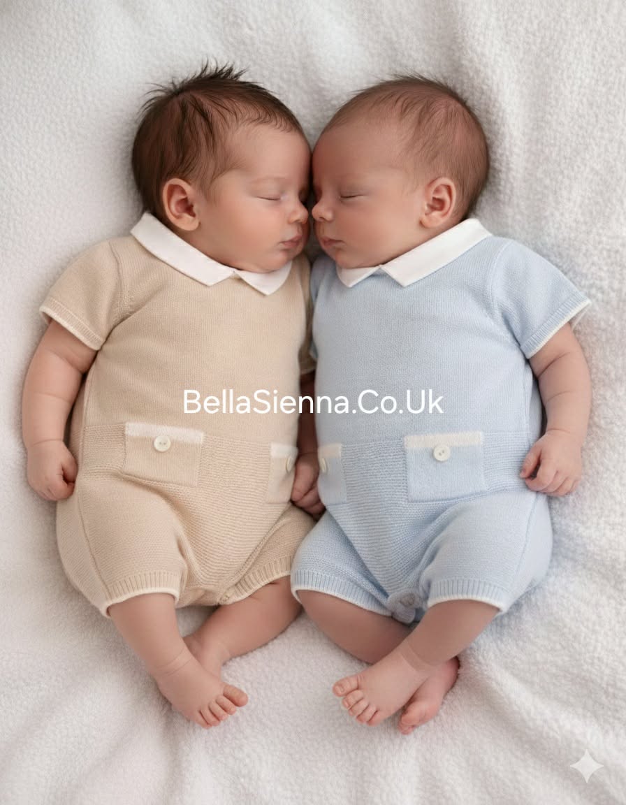 Emile et Rose Boys Baby Blue Knitted Romper - Logan