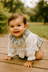 Calamaro Girls Black & White Tweed Blouse & Bloomers Set - 11257