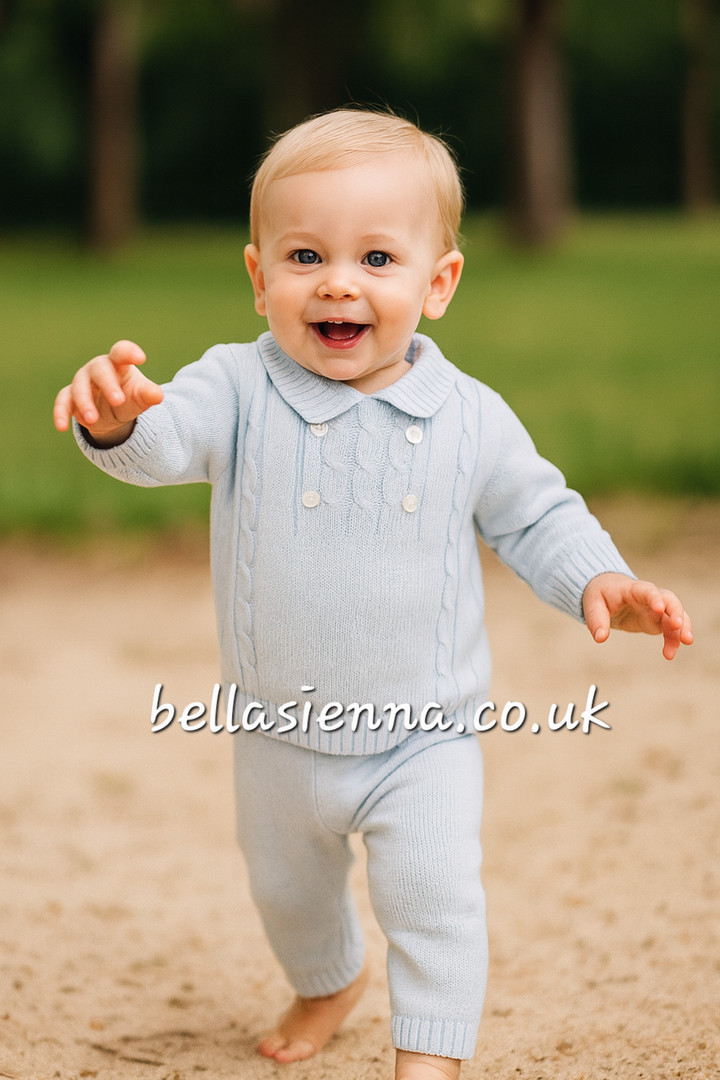 Sarah Louise Boys Light Blue Knitted Tracksuit - 008201