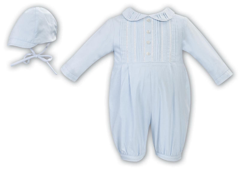 Sarah Louise Premature Baby Boys Blue Romper & Matching Hat - 013001