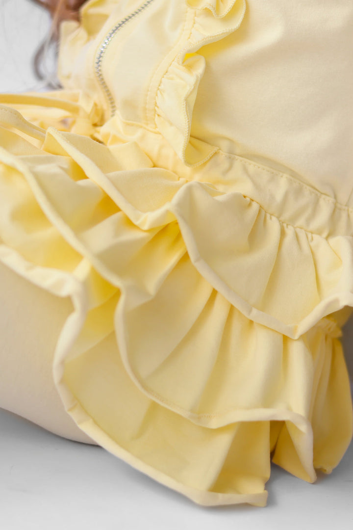 Harris Kids "Fern" Girls Frilly Ruffle Hem Tracksuit - Lemon