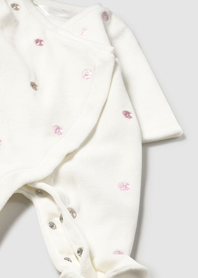 Mayoral Baby Girls Ivory Velour Sleepsuit - 2707