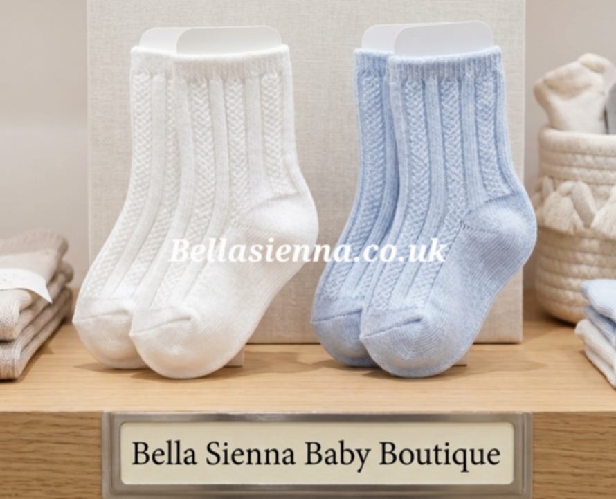 Two Pairs Of Cotton Rich Ankle Socks - White & Blue  - Cannes