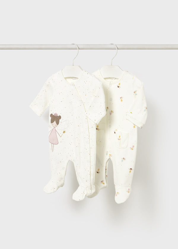 Mayoral Baby Girls Pack Of Two Pretty Fairy Babygrows, All In One, Sleepsuit - 2703