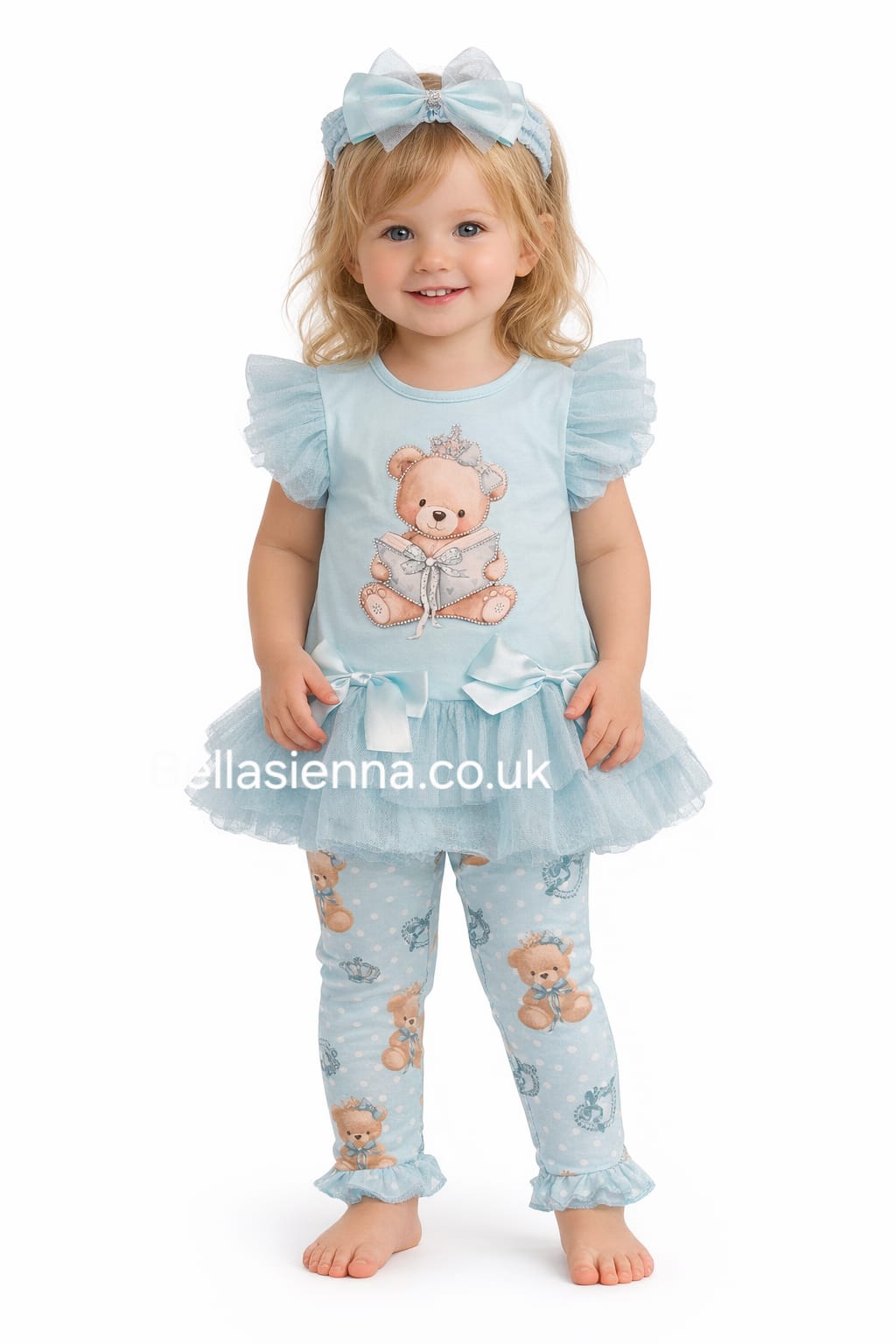 Diamond Stone Girls Mint Green "Teddy" Leggings Set With Matching Headband YG-44