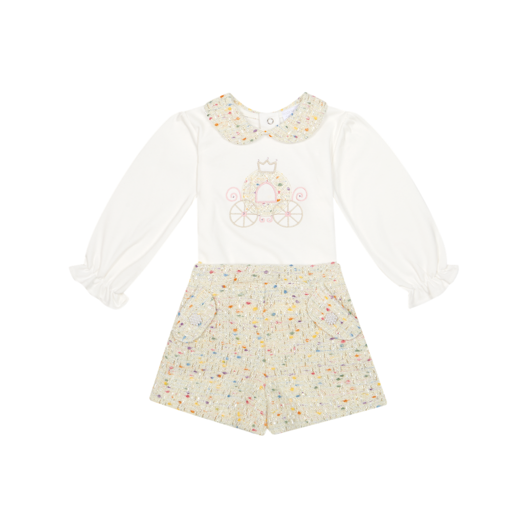 Deolinda Girls "Cinderella" Tweed Sparkle Shorts & Top Set - CDI26012