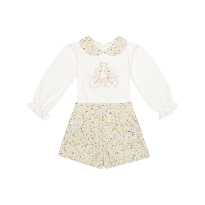 Deolinda Girls "Cinderella" Tweed Sparkle Shorts & Top Set - CDI26012