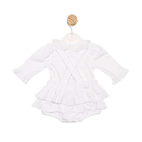 Mintini Baby Top & Bloomer Dungaree Set In White - MB6544