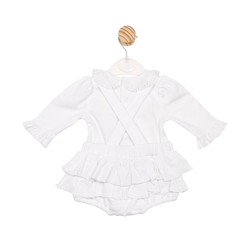 Mintini Baby Top & Bloomer Dungaree Set In White - MB6544