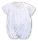 Sarah Louise White & Lemon "HERITAGE COLLECTION" Hand Smocked Bubble Romper - C6004