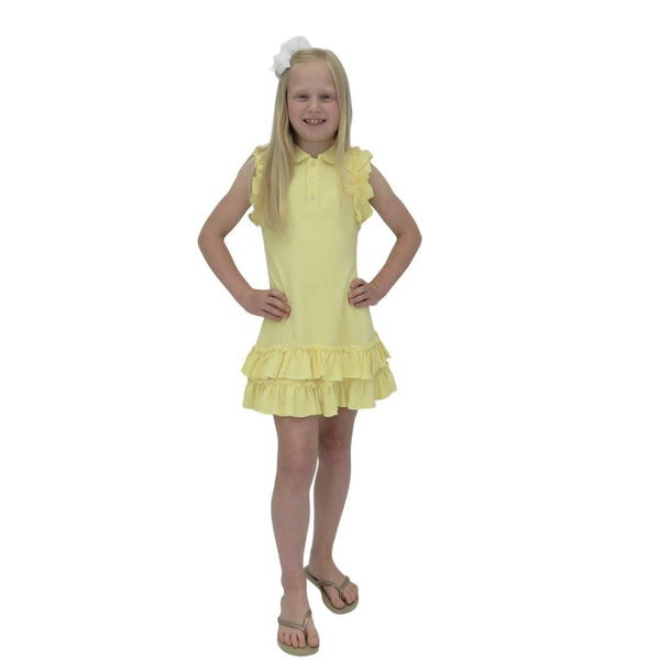 Harris Kids "Norah" Girls Frilly Polo Dress - Lemon