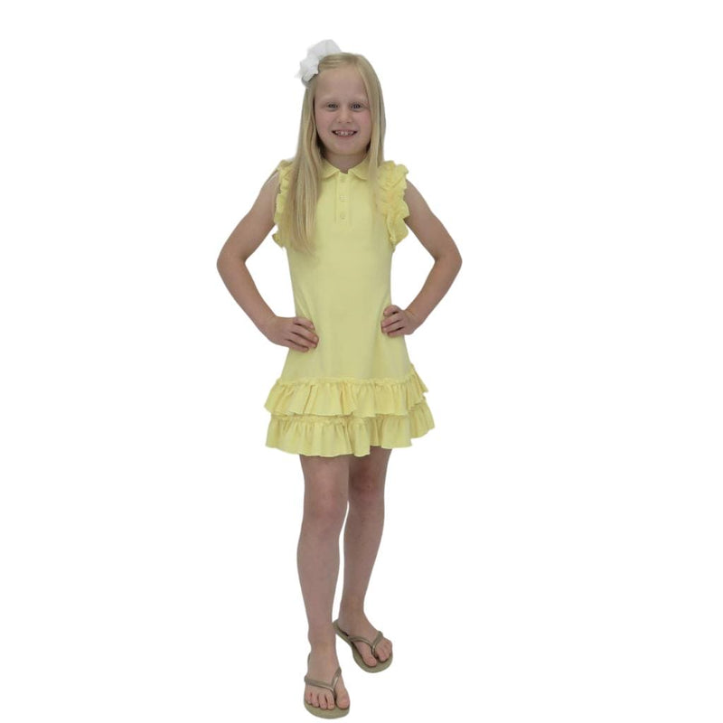 Harris Kids "Norah" Girls Frilly Polo Dress - Lemon