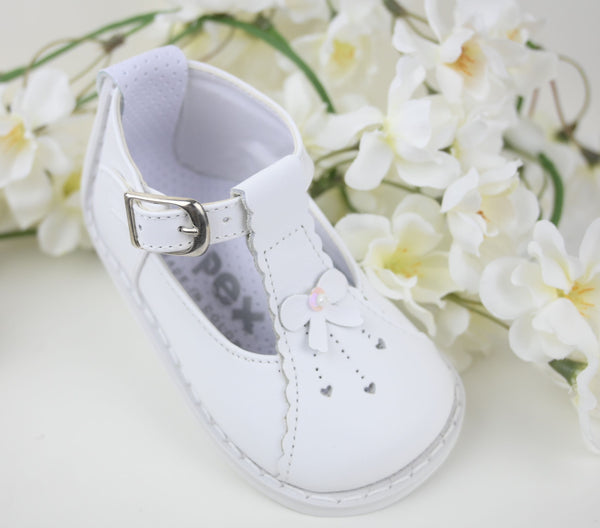 "Bianca" Pex White Patent Leather Girls T Bar Shoes